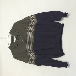 Vintage Classics by Portland Long-Sleeve Polo – XL – Blue & Green/Grey – Made in